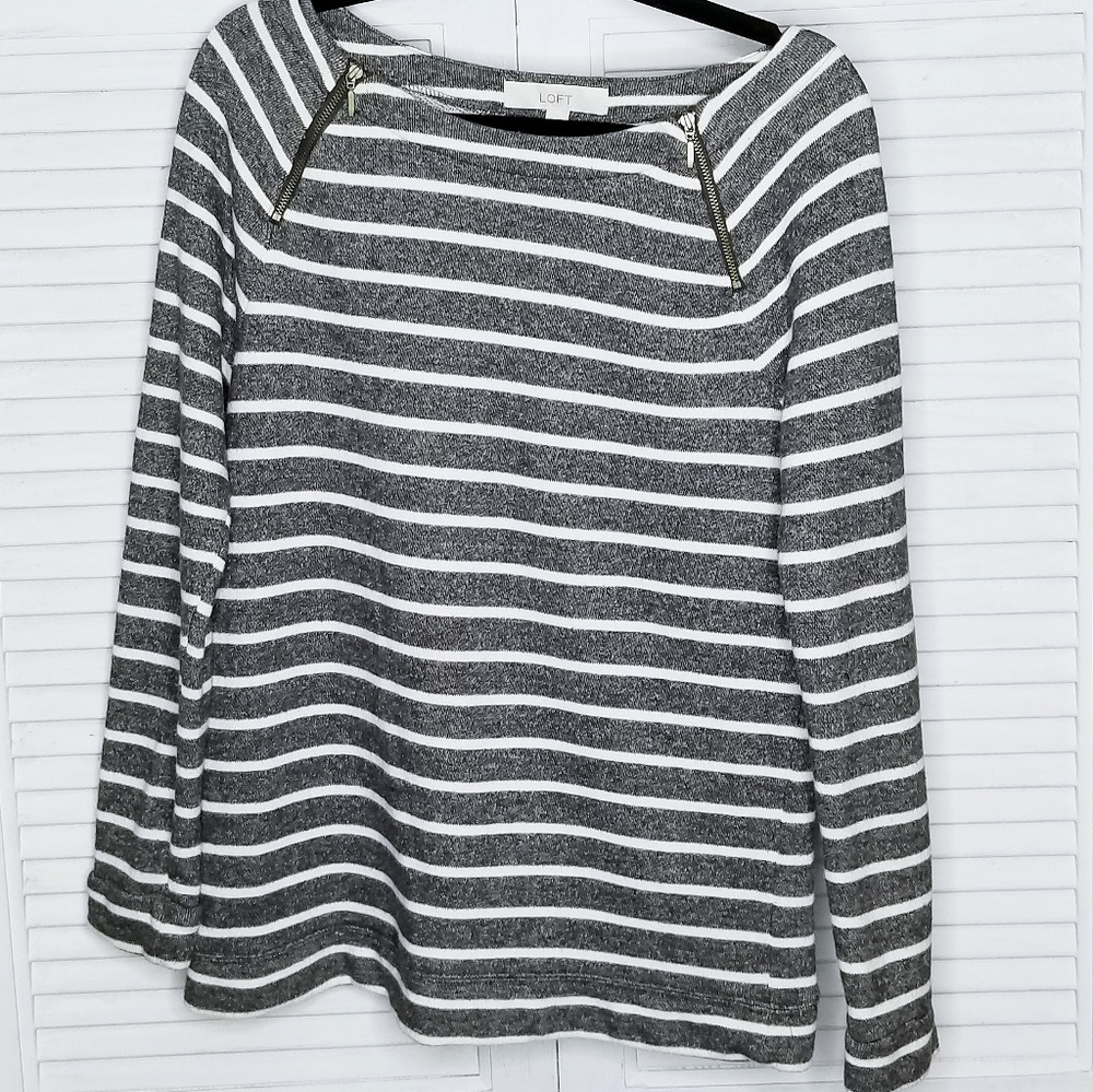 LOFT Striped Long Sleeve Sweater